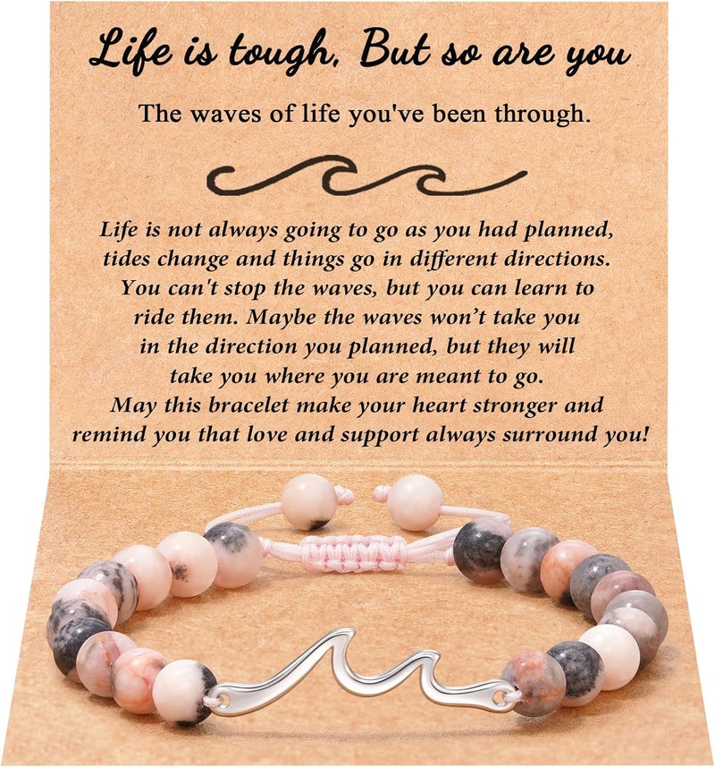 Tarsus Inspirational Gifts for Women Men, Through The Waves of Life, Life is Tough but so are You, Encouragement Bracelet Thoughtful Gifts for Friend Sister Coworker... - Image 1